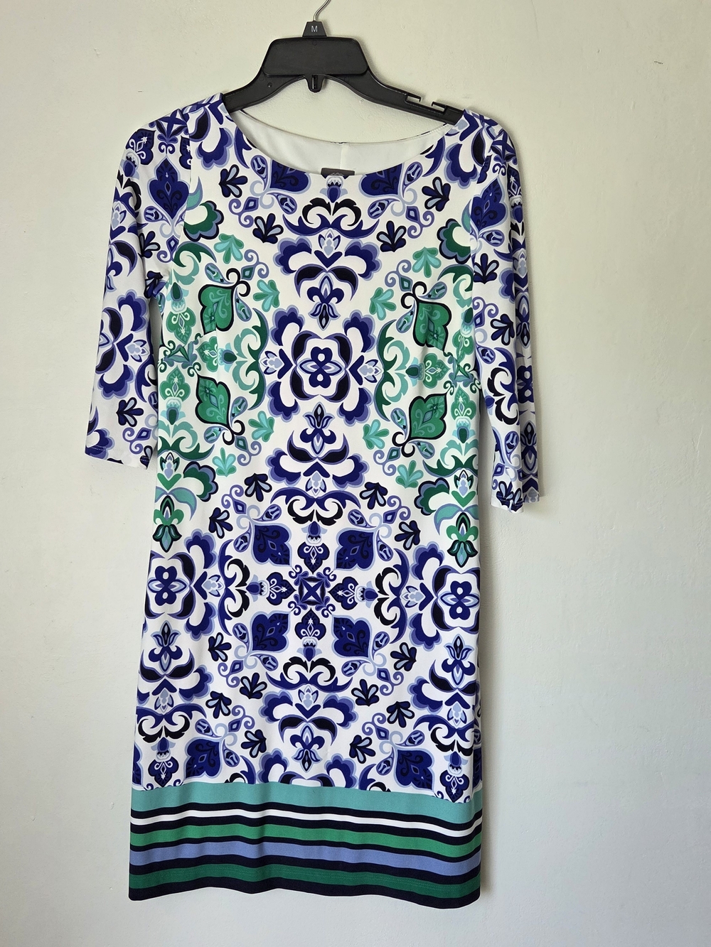 Vince Camuto Blue Green Mosaic Shift Dress Size S
